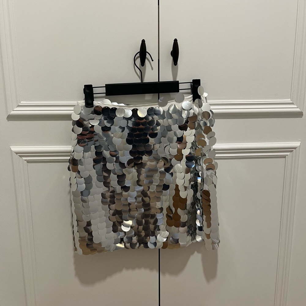 H&M Silver Sequin Mini Skirt